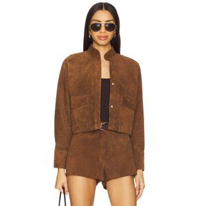 ZUT x REVOLVE Cropped Hair-on Cowhide Leather Jacket in Camel Suede Medium New
